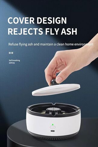 2 in 1 Multifunctional indoor smokeless ashtray,Air Purifier Ashtray with Filter USB Rechargeable Ashtray Home Ashtrays Portable Ash Tray for Home Indoor Office(White) in Saudi Arabia