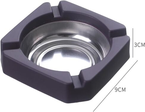 Black Square Portable Ash Tray For Cigarettes and Cigar, Stainless Steel Tabletop Ash Container For Indoor/Outdoor, Patio Home Office Use, Desktop Smoking Ash Tray for Home Offic Ashtrays, Cigar Cases in Saudi Arabia