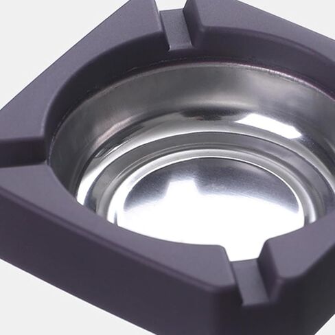 Black Square Portable Ash Tray For Cigarettes and Cigar, Stainless Steel Tabletop Ash Container For Indoor/Outdoor, Patio Home Office Use, Desktop Smoking Ash Tray for Home Offic Ashtrays, Cigar Cases in Saudi Arabia