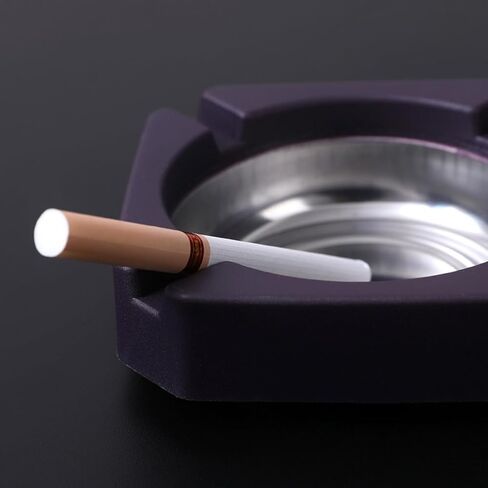 Black Square Portable Ash Tray For Cigarettes and Cigar, Stainless Steel Tabletop Ash Container For Indoor/Outdoor, Patio Home Office Use, Desktop Smoking Ash Tray for Home Offic Ashtrays, Cigar Cases in Saudi Arabia