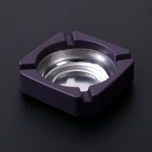 Black Square Portable Ash Tray For Cigarettes and Cigar, Stainless Steel Tabletop Ash Container For Indoor/Outdoor, Patio Home Office Use, Desktop Smoking Ash Tray for Home Offic Ashtrays, Cigar Cases in Saudi Arabia