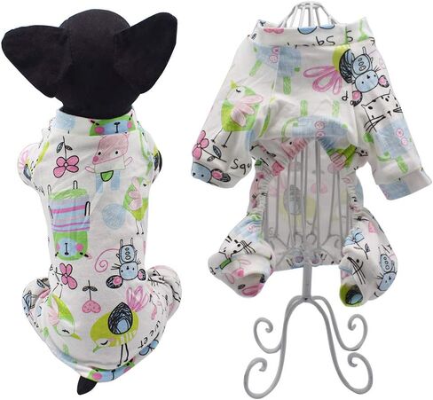 بيجامة قطنية للكلاب مكونة من قطعتين، بدلة مريحة للكلاب، قميص للحيوانات الأليفة (M) in Kuwait