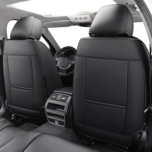 أغطية مقاعد عالمية ذات تغطية كاملة من YIERTAI مناسبة لسيارة Toyota Rav4 Honda Crosstour Hyundai Elantra Nissan Rogue Kia Soul Infiniti EX35 Lexus RX350 Audi A4 Acura TSX جلد مقاوم للماء قطعتين، أسود-أحمر in Kuwait