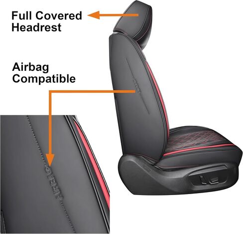 أغطية مقاعد عالمية ذات تغطية كاملة من YIERTAI مناسبة لسيارة Toyota Rav4 Honda Crosstour Hyundai Elantra Nissan Rogue Kia Soul Infiniti EX35 Lexus RX350 Audi A4 Acura TSX جلد مقاوم للماء قطعتين، أسود-أحمر in Kuwait