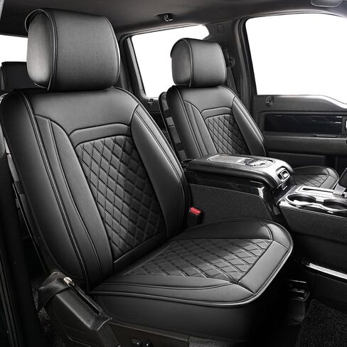 أغطية مقاعد من الجلد الصناعي مجموعة كاملة، بديل لشاحنات بيك اب F150 2010-2023 وF250 F350 F450 2017-2023 أسود-أحمر in Kuwait