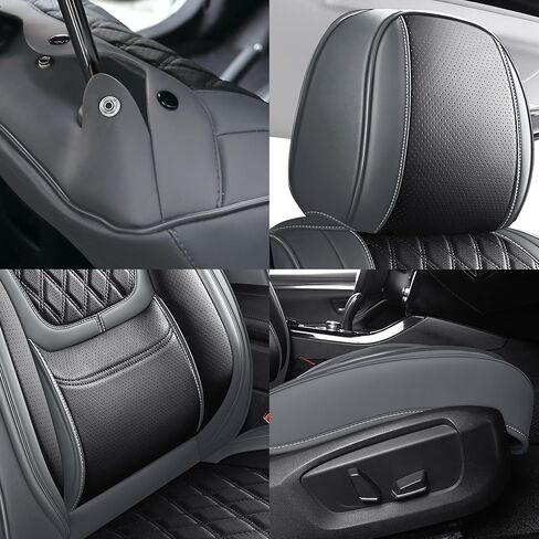 أغطية مقاعد عالمية ذات تغطية كاملة من YIERTAI مناسبة لسيارة Toyota Rav4 Honda Crosstour Hyundai Elantra Nissan Rogue Kia Soul Infiniti EX35 Lexus RX350 Audi A4 Acura TSX جلد مقاوم للماء قطعتين، أسود-أحمر in Kuwait
