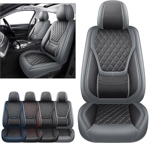 أغطية مقاعد عالمية ذات تغطية كاملة من YIERTAI مناسبة لسيارة Toyota Rav4 Honda Crosstour Hyundai Elantra Nissan Rogue Kia Soul Infiniti EX35 Lexus RX350 Audi A4 Acura TSX جلد مقاوم للماء قطعتين، أسود-أحمر in Kuwait