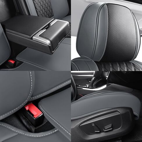 أغطية مقاعد عالمية ذات تغطية كاملة من YIERTAI مناسبة لسيارة Toyota Rav4 Honda Crosstour Hyundai Elantra Nissan Rogue Kia Soul Infiniti EX35 Lexus RX350 Audi A4 Acura TSX جلد مقاوم للماء قطعتين، أسود-أحمر in Kuwait