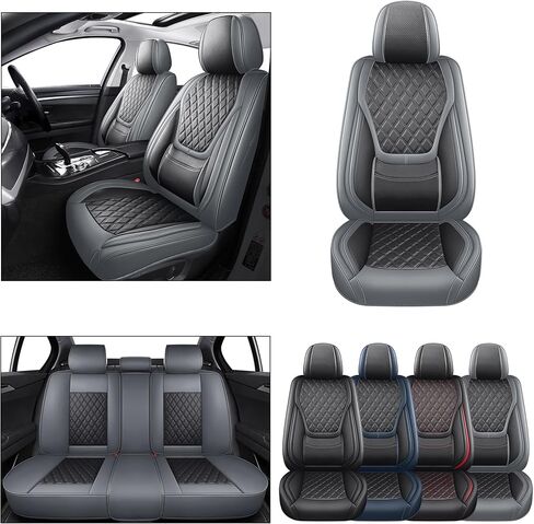 أغطية مقاعد عالمية ذات تغطية كاملة من YIERTAI مناسبة لسيارة Toyota Rav4 Honda Crosstour Hyundai Elantra Nissan Rogue Kia Soul Infiniti EX35 Lexus RX350 Audi A4 Acura TSX جلد مقاوم للماء قطعتين، أسود-أحمر in Kuwait