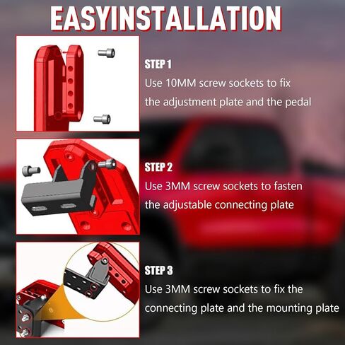 دواسة ميتة - دواسة قدم للسائق متوافقة مع 2018-2022 Jeep Wrangler JL 4XE Gladiator JT، قابلة للتعديل، بدون حفر، أحمر in Saudi Arabia
