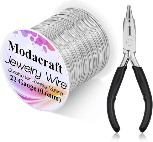 سلك فضي 22 مقياس لصنع المجوهرات مع كماشة المجوهرات، سلك حرفي مطرز سلك نحاسي مقاوم للتلطيخ لصناعة المجوهرات ومستلزمات الحرف اليدوية in Kuwait