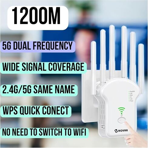 واي فاي مكرر موسع إشارة الداعم Nnovar 1200 ميجابت في الثانية أسرع الإنترنت 6 جهاز هوائي مكرر 5G و 2.4G دعم ثنائي النطاق طويل المدى in Saudi Arabia