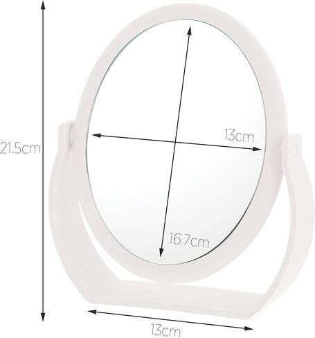 Danielle Creations 6.75-Inch Portable Two-Sided Vanity Round Vanity Makeup Mirror, No-Slip Soft Touch with 360 Rotation, 10x Magnification, White in Saudi Arabia