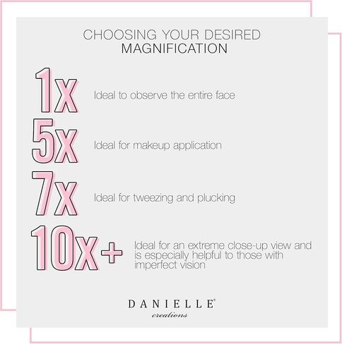 Danielle Creations 6.75-Inch Portable Two-Sided Vanity Round Vanity Makeup Mirror, No-Slip Soft Touch with 360 Rotation, 10x Magnification, White in Saudi Arabia