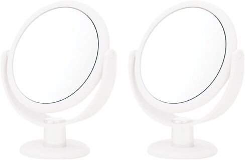 Danielle Creations 6.75-Inch Portable Two-Sided Vanity Round Vanity Makeup Mirror, No-Slip Soft Touch with 360 Rotation, 10x Magnification, White in Saudi Arabia