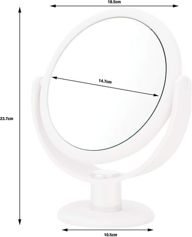 Danielle Creations 6.75-Inch Portable Two-Sided Vanity Round Vanity Makeup Mirror, No-Slip Soft Touch with 360 Rotation, 10x Magnification, White in Saudi Arabia
