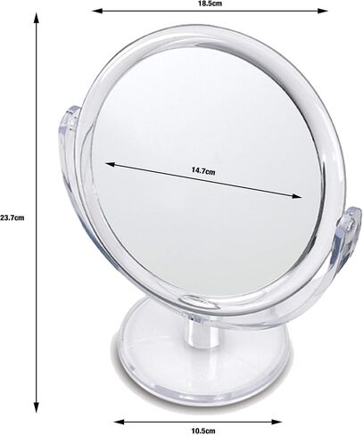 Danielle Creations 6.75-Inch Portable Two-Sided Vanity Round Vanity Makeup Mirror, No-Slip Soft Touch with 360 Rotation, 10x Magnification, White in Saudi Arabia