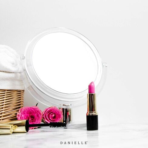 Danielle Creations 6.75-Inch Portable Two-Sided Vanity Round Vanity Makeup Mirror, No-Slip Soft Touch with 360 Rotation, 10x Magnification, White in Saudi Arabia