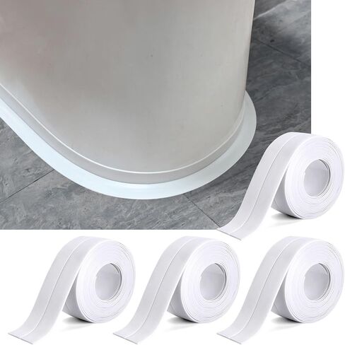 White Flex Self Adhesive Caulk Tape Strong Viscous - Caulk Strip Waterproof - Bathtub Shower Caulk Caulk Sealing Strip Tape - Toilet Caulk Sealant Tape,4-Roll in Saudi Arabia