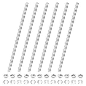 12-Pack Fully Threaded Rod, M4x100mm 201 Stainless Steel Right Hand Thread Bar Studs with Hex Nuts and Washers for Furniture Anchor Bolts/Clamps/U-Bolts/Beaded Garden Stake Rods in Saudi Arabia