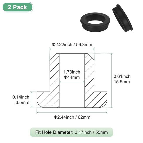 2-Pack 2-1/4 Inch Drill Hole, 1-3/4 Inch ID Silicone Rubber Grommets for Wiring, Wire Cable, Hole Plugs, Automotive, Firewall, Desk, Water Pipe, Hydroponic [Black] in Kuwait