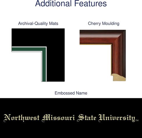 Northwest Missouri State University 10" w x 8" h Diploma Frame - Fits a bachelor's - Gold Engraved Medallion Diploma Frame - Cherry Moulding with Black and Tartan Green Matting in Saudi Arabia