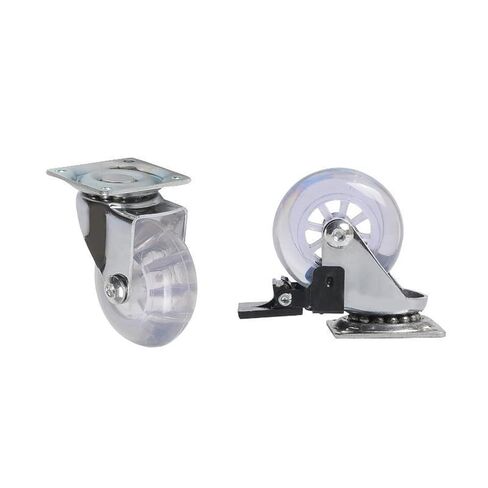 4 Pcs/Lot 2 Inch Casters Transparent Crystal Wheel with Brake Furniture Universal Multi Specification Cabinet Pull(2 Inch-Flat-Brake) in Saudi Arabia