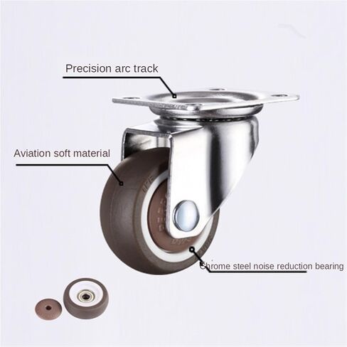 2PCS,1/1.25/1.5/2 Inch Furniture Casters Wheels Rubber Swivel Castor Trolley with Brake(G-Brake,1.0 inch) in Saudi Arabia
