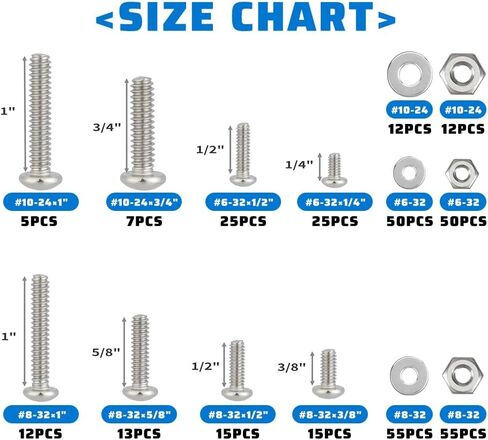 351Pcs Nuts and Bolts Assortment Kits，SAE 8 Szie #10-24#8-32#6-32#4-40 Assorted Nuts Washers and Phillips Pan Head Bolt 304 Stainless Steel Machine Screw Nut，Bolt and Washers Set in Saudi Arabia