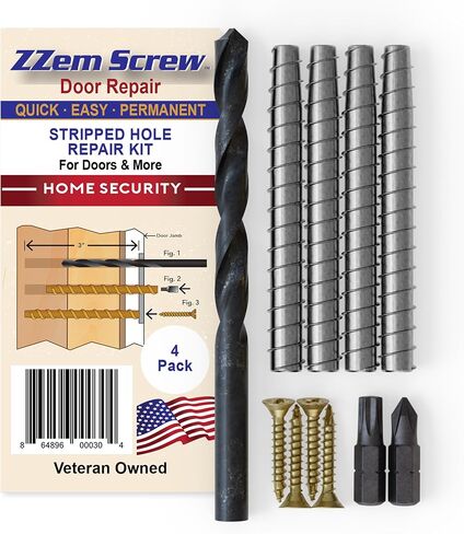 8 Pack Permanent Stripped Screw Hole Repair and Door Reinforcement Security Kit Repair Stripped Screw Holes and Sagging Doors in 3 Easy Step-Made in USA! in Saudi Arabia