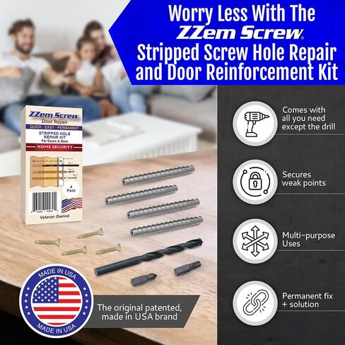 8 Pack Permanent Stripped Screw Hole Repair and Door Reinforcement Security Kit Repair Stripped Screw Holes and Sagging Doors in 3 Easy Step-Made in USA! in Saudi Arabia