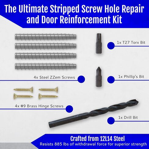 8 Pack Permanent Stripped Screw Hole Repair and Door Reinforcement Security Kit Repair Stripped Screw Holes and Sagging Doors in 3 Easy Step-Made in USA! in Saudi Arabia
