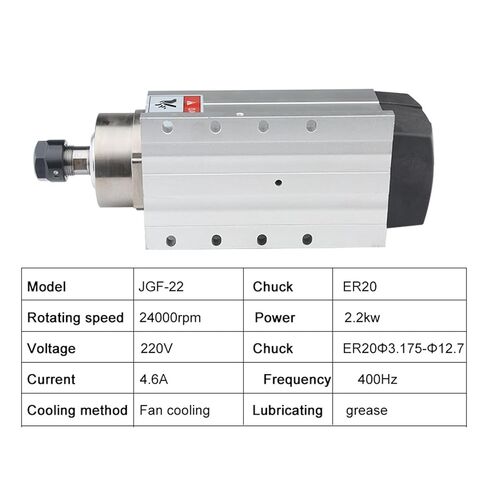 المغزل الكهربائي المبرد بالهواء 2.2 كيلو واط ER20 220V 380V 400Hz 24000 دورة في الدقيقة شفة تصاعد (2.2KW ER20 380V) in Kuwait