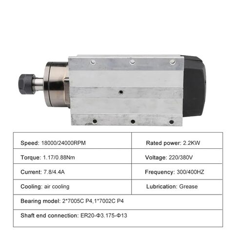 2.2 كيلو واط محرك مغزل مربع مربع مبرد بالهواء 220 فولت مع حافة ER20 تشاك 4 محامل سيراميك (2.2 كيلو وات 380V ER20) in Kuwait