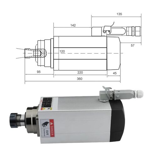 CNC مربع محرك مغزل المبرد بالهواء 6KW ER32 300Hz 4 محامل (6.0KW ER32 220V) in Kuwait