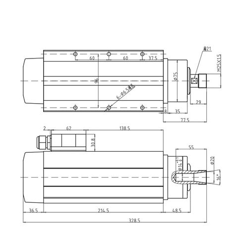 محرك المغزل المبرد بالهواء 3.5 كيلو واط مربع ER20 220V 380V مع شفة التثبيت (3.5KW ER20 380V) in Kuwait