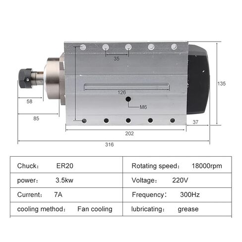 3.5 كيلو وات محرك المغزل المبرد بالهواء 7A 300Hz ER20 Chuck (3.5KW 380V ER20) in Kuwait