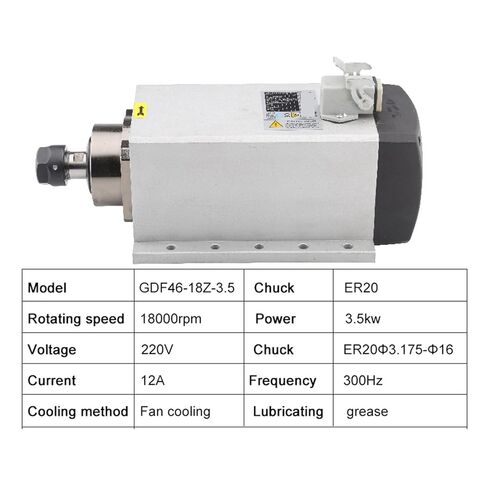 3.5kw ER20 محرك مغزل مربع ، مبرد بالهواء ، 220 فولت/380 فولت ، مع شفة متزايدة (3.5 كيلو واط ER20 220V) in Kuwait