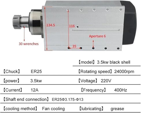 3.5kw air-Cooled Spindle Motor ER25 220V 24000rpm with mounting Flange 4 Ceramic shafts(3.5kw ER25 220V) in Saudi Arabia