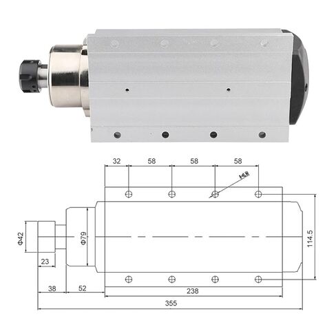 محرك المغزل المبرد بالهواء 4.5kw ER25 مع شفة 220V 380V 18000 دورة في الدقيقة (4.5kw 380v) in Kuwait
