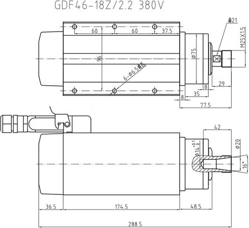 محرك المغزل المبرد بالهواء 2.2KW 220V 380V ER20 شفة 4 تحمل CNC (2.2KW 380V ER20) in Saudi Arabia