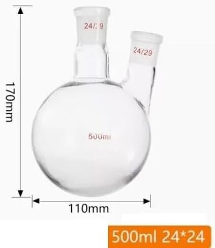 Temperature Resistant Oblique Two-Necked Flask - 500ml Thick Wall Distillation Reaction Flask(24x19) in Saudi Arabia