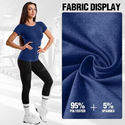Coume 4 Pack Women's Compression Shirts Short Sleeve Workout Tops Running Athletic Yoga T-Shirt for Gym Sports Gear Dry Fit in Saudi Arabia