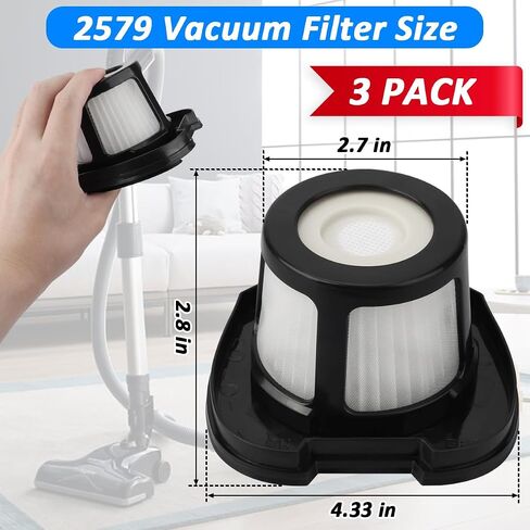 WKZO 2579 Handheld Vacuum Replacement Filter for Bissell Pet Hair Eraser Lithium Ion Hand Vacuum Filter 2390 2389 2390A 2284W Replaces 1614212, 1614203, 1614204,3 Pack in Saudi Arabia