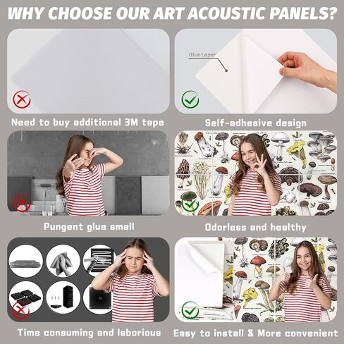 لوحات صوتية فنية 8 حزمة ، ألواح دليل صوتي للجدران ، 48 "× 32" فنية صوتية تمتص ذاتيا ، ألواح صوتية مزخرفة ، علاج صوتي لتسجيل الاستوديو (غابة ضبابية) in Kuwait