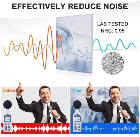 Tutmyrea Art Acoustic Panels, 48"X32" Self-adhesive Sound Proofing Padding, 8 Pack Acoustical Soundproof Wall Panels, Decorative Sound Absorbing Panels for Home & Office (Mountain Tree) in Kuwait