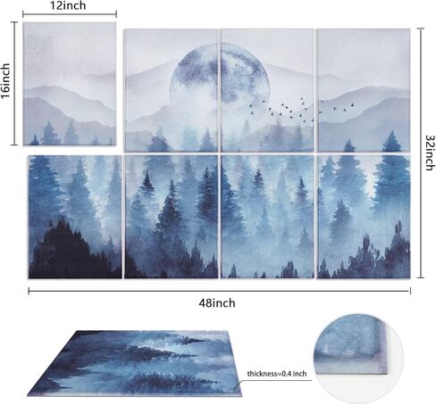 Tutmyrea Art Acoustic Panels, 48"X32" Self-adhesive Sound Proofing Padding, 8 Pack Acoustical Soundproof Wall Panels, Decorative Sound Absorbing Panels for Home & Office (Mountain Tree) in Kuwait