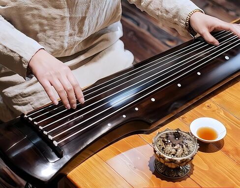 أداة الصينية Gu Qin ، أداة صينية ، Guqin ، Qin ، خشب المسن يدويًا ، صوت حرفي 20 عامًا ، صوت طبيعي in Saudi Arabia