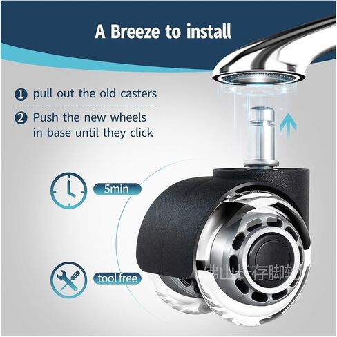 5 Pieces/lot 2-inch Transparent Two-Wheel Office Chair/Swivel Wheel clamp PU Caster/Silent Furniture Gaming Chair Pulley in Kuwait