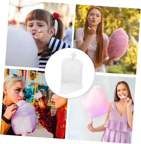 Amosfun 100pcs Cotton Candy Bags Packaging for Cotton Candy Sticks Cones and Snacks for Festivals Parties and Events Lightweight and Easy to Use in Saudi Arabia